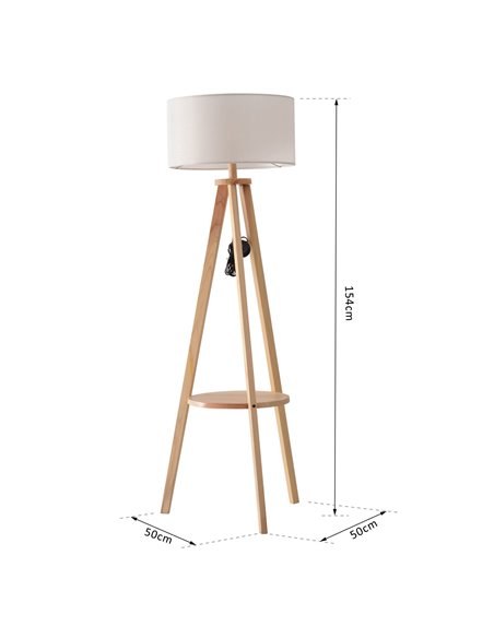 HOMCOM Free Standing Floor Lamp, Beige - Natural Wood Colour B31-095V01 - pic 26018 | FastDaddyshop