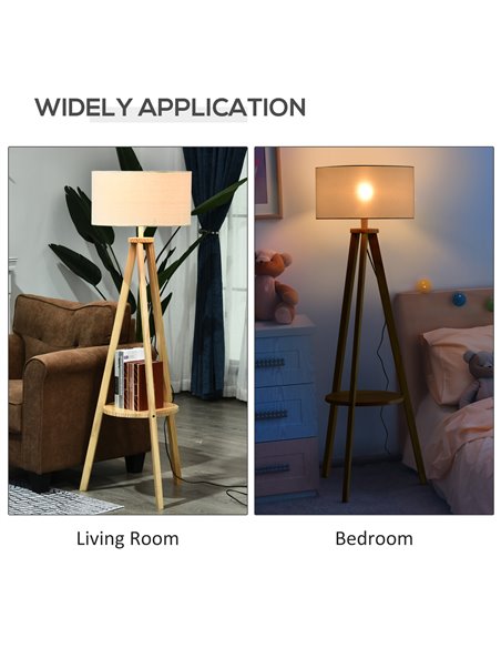 HOMCOM Free Standing Floor Lamp, Beige - Natural Wood Colour B31-095V01 - pic 26021 | FastDaddyshop