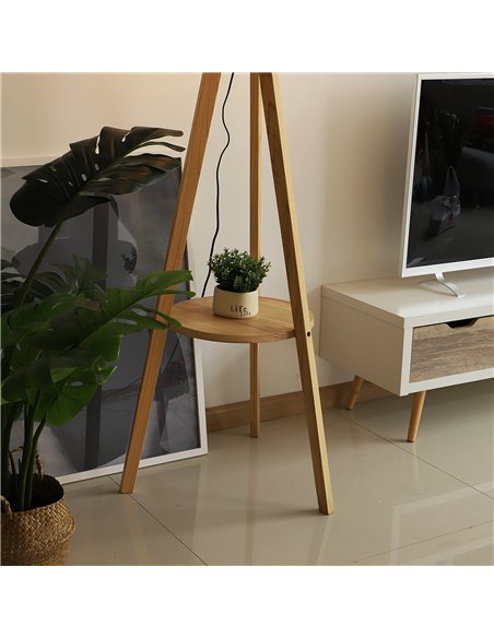 HOMCOM Free Standing Floor Lamp, Beige - Natural Wood Colour B31-095V01 - pic 26023 | FastDaddyshop
