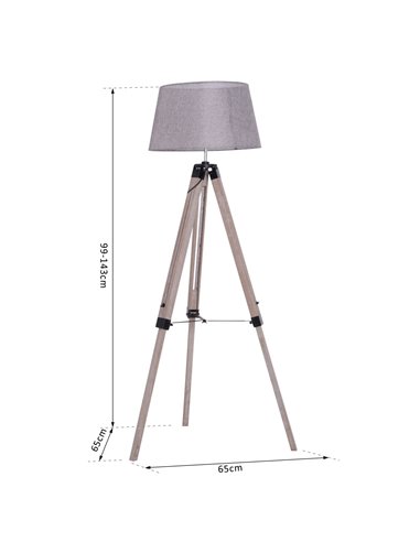 HOMCOM Wooden Adjustable Tripod Free Standing Floor Lamp B31-118V01