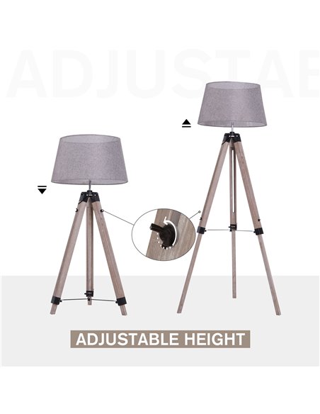 HOMCOM Wooden Adjustable Tripod Free Standing Floor Lamp B31-118V01 - pic 26028 | FastDaddyshop