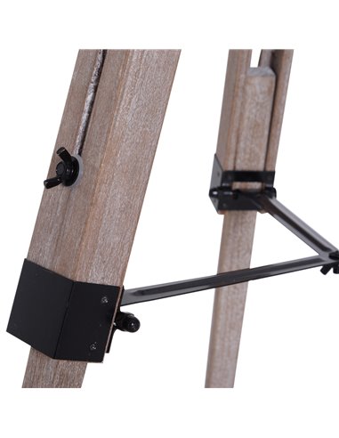 HOMCOM Wooden Adjustable Tripod Free Standing Floor Lamp  Bedside Light E27 Bulb Compatible