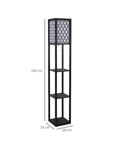 HOMCOM Modern Standing Lamp with 4-tier Open Shelves 833-622V01