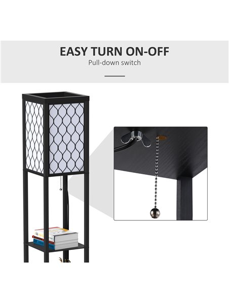 HOMCOM Modern Standing Lamp with 4-tier Open Shelves 833-622V01 - pic 26038 | FastDaddyshop