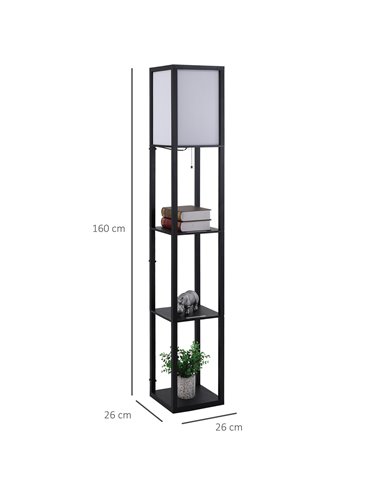 HOMCOM Modern Shelf Floor Lamp wiyh Soft Light, 4-tier Open Shelves, 833-623V01