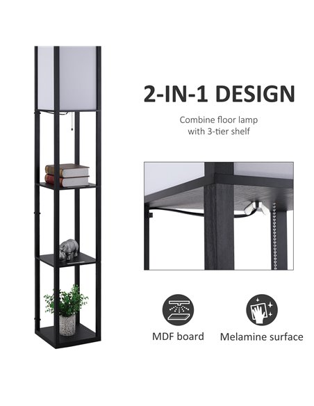 HOMCOM Modern Shelf Floor Lamp wiyh Soft Light, 4-tier Open Shelves, 833-623V01 - pic 26046 | FastDaddyshop