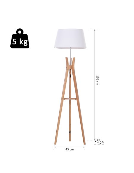 HOMCOM Tripod Floor Lamp Light E27 Base, 156cm, White B31-134 - pic 26054 | FastDaddyshop