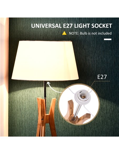HOMCOM Tripod Floor Lamp Light E27 Base, 156cm, White B31-134 - pic 26055 | FastDaddyshop