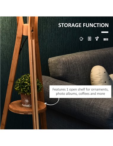 HOMCOM Tripod Floor Lamp Light E27 Base, 156cm, White B31-134