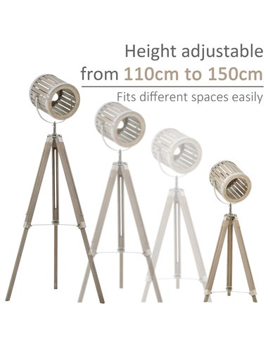 HOMCOM Telescopic Floor Lamp with Adjustable Shade Height B31-145V70