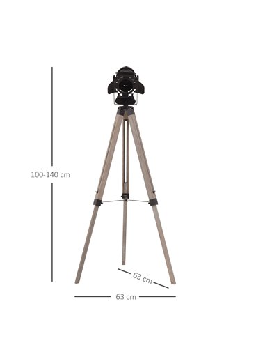HOMCOM Industrial Style Tripod Floor Lamp, E27 Base B31-147V70