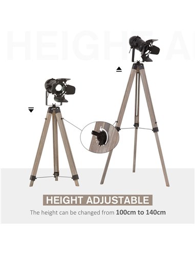 HOMCOM Industrial Style Tripod Floor Lamp, E27 Base B31-147V70