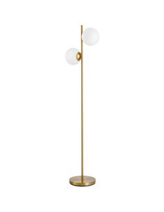 HOMCOM 2 Glass Shade Floor Lamp with Floor Switch, Gold B31-146V70GD