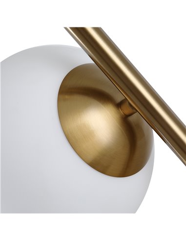 HOMCOM 2 Glass Shade Floor Lamp Metal Pole Cool Modern Decorative w/ Floor Switch Home Office Furnishing Gold