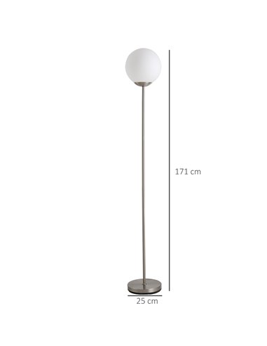 HOMCOM 171cm Glass Globe Floor Lamp, Grey B31-171V70GY