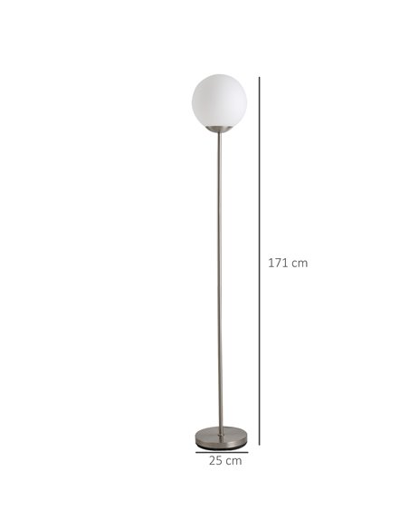 HOMCOM 171cm Glass Globe Floor Lamp, Grey B31-171V70GY - pic 26108 | FastDaddyshop