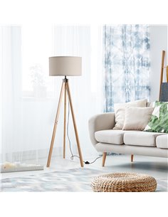 HOMCOM E27 Elegant Wood Tripod Floor Lamp, Beige B31-162V70BG 2