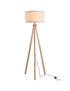 HOMCOM E27 Elegant Wood Tripod Floor Lamp, Beige B31-162V70BG