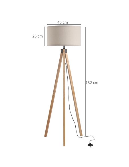 HOMCOM E27 Elegant Wood Tripod Floor Lamp, Beige B31-162V70BG - pic 26117 | FastDaddyshop