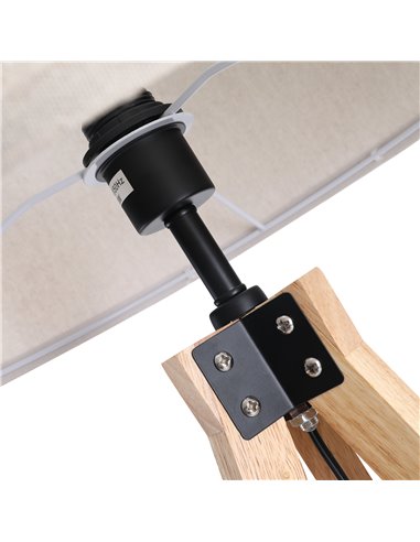 HOMCOM 5FT Elegant Wood Tripod Floor Lamp Free Standing E27 Bulb Lamp Versatile Use For Home Office - Beige