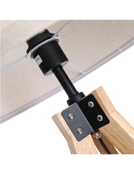 HOMCOM 5FT Elegant Wood Tripod Floor Lamp Free Standing E27 Bulb Lamp Versatile Use For Home Office - Beige - pic 26121 | FastDaddyshop