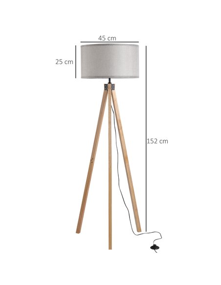 HOMCOM 5FT Elegant Wood Tripod E27 Bulb Floor Lamp, Grey B31-162V70GY - pic 26126 | FastDaddyshop