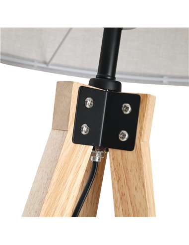 HOMCOM 5FT Elegant Wood Tripod Floor Lamp Free Standing E27 Bulb Lamp Versatile Use for Home Office - Grey