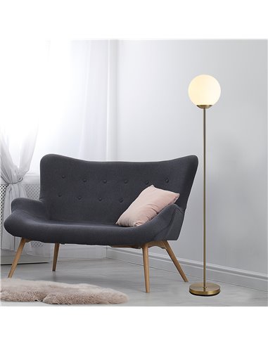 HOMCOM 171cm Glass Globe Floor Lamp, Gold B31-171V70GD