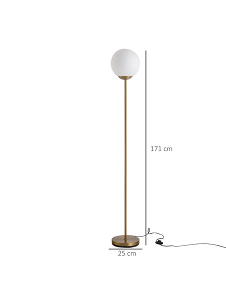 HOMCOM 171cm Glass Globe Floor Lamp, Gold B31-171V70GD - pic 26135 | FastDaddyshop