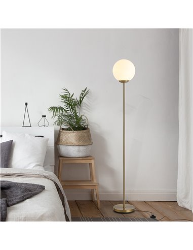 HOMCOM 171cm Glass Globe Floor Lamp, Gold B31-171V70GD