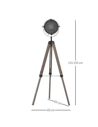 HOMCOM Industrial Style Tripod E27 Base Floor Lamp B31-153