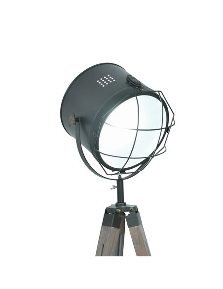 HOMCOM Industrial Style Tripod Floor Lamp for Living Room Bedroom, Vintage Spotlight Reading Lamp with Wooden Legs E27 Base - pic 26149 | FastDaddyshop