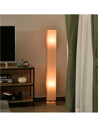 HOMCOM 120cm Tall Linen 2 Bulbs Floor Lamp, Cream B31-025V70CW