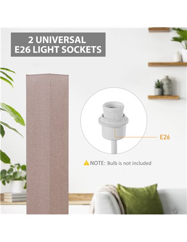 HOMCOM 120cm Tall Linen 2 Bulbs Floor Lamp, Cream B31-025V70CW