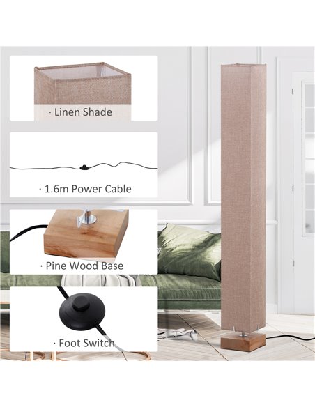 HOMCOM 120cm Tall Linen 2 Bulbs Floor Lamp, Cream B31-025V70CW - pic 26155 | FastDaddyshop