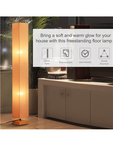 HOMCOM 120cm Tall Linen 2 Bulbs Floor Lamp, Cream B31-025V70CW