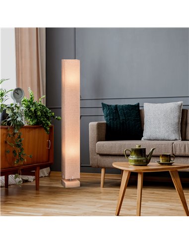 HOMCOM 120cm Tall Linen 2 Bulbs Floor Lamp, Cream B31-025V70CW