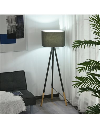 HOMCOM 153cm Steel Tripod Floor Lamp with Foot Switch, Grey B31-212V70