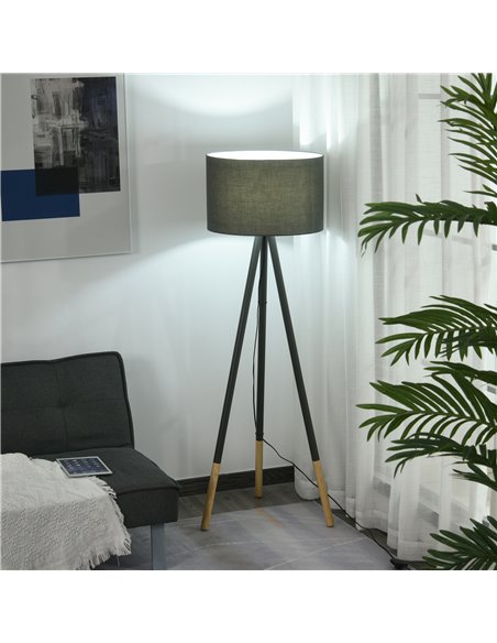 HOMCOM 153cm Steel Tripod Floor Lamp with Foot Switch, Grey B31-212V70 - pic 26161 | FastDaddyshop