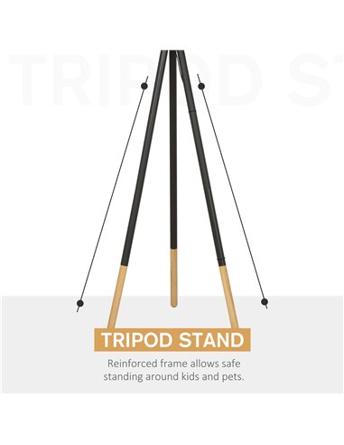 HOMCOM 153cm Steel Tripod Floor Lamp with Foot Switch, Grey B31-212V70