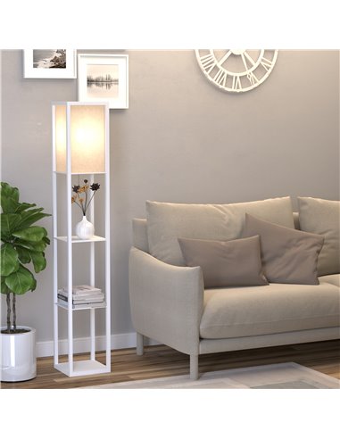 HOMCOM 4-Tier White Shelf Floor Lamp with Storage Shelf 833-623V70WT