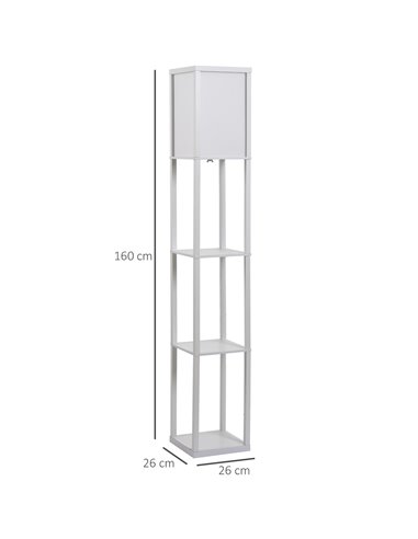 HOMCOM 4-Tier White Shelf Floor Lamp with Storage Shelf 833-623V70WT