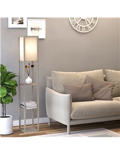 HOMCOM 4-Tier Floor Lamp with Storage Shelf, Oak 833-623V70AK 2