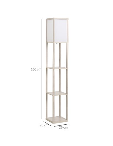 HOMCOM 4-Tier Floor Lamp with Storage Shelf, Oak 833-623V70AK
