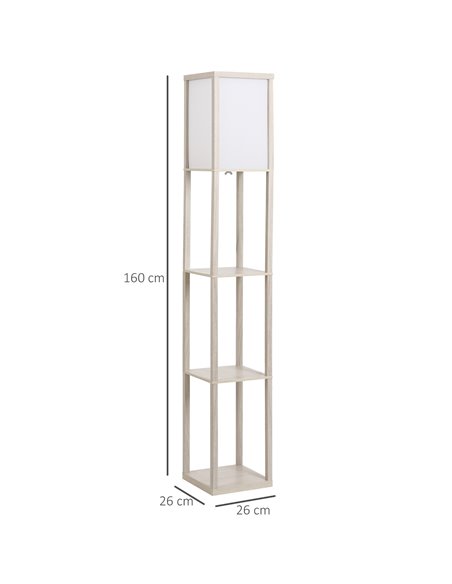 HOMCOM 4-Tier Floor Lamp with Storage Shelf, Oak 833-623V70AK - pic 26180 | FastDaddyshop