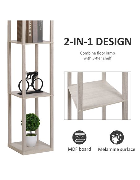HOMCOM 4-Tier Floor Lamp with Storage Shelf, Oak 833-623V70AK - pic 26182 | FastDaddyshop