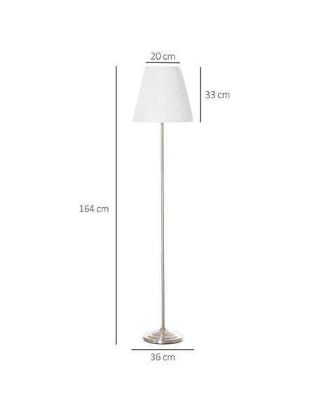 HOMCOM Steel Floor Lamp with Pleated Fabric Lampshade, White and Silver B31-265 - pic 26189 | FastDaddyshop