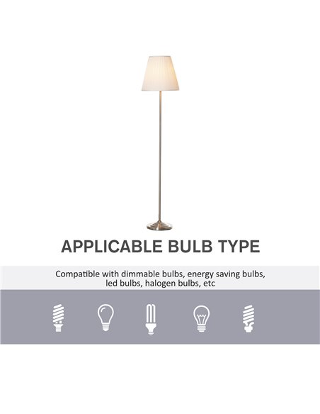 HOMCOM Steel Floor Lamp with Pleated Fabric Lampshade, White and Silver B31-265 - pic 26191 | FastDaddyshop