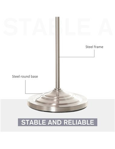HOMCOM Steel Floor Lamp with Pleated Fabric Lampshade, White and Silver B31-265