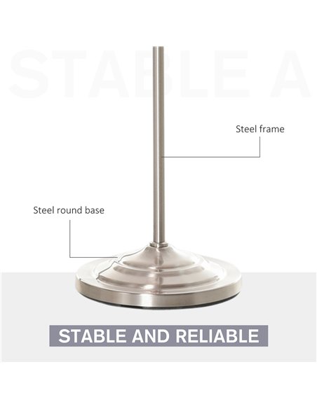 HOMCOM Steel Floor Lamp with Pleated Fabric Lampshade, White and Silver B31-265 - pic 26193 | FastDaddyshop